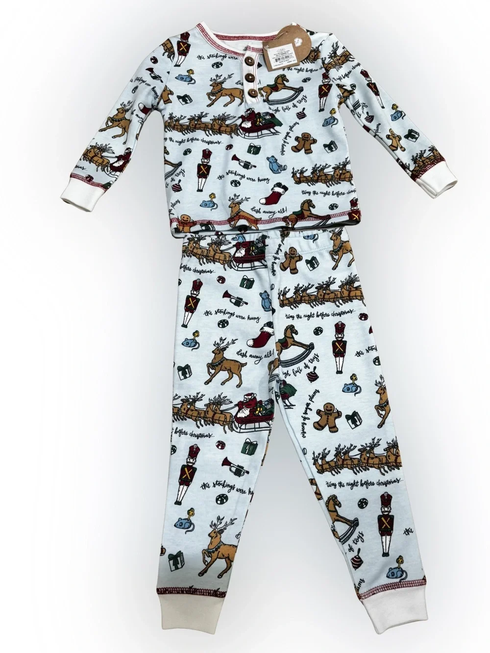 NWT Mud Pie Christmas Reindeer Print Pajama Set